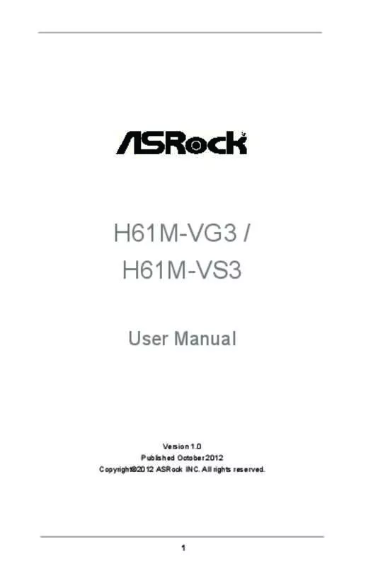 Mode d'emploi ASROCK H61M-VG3