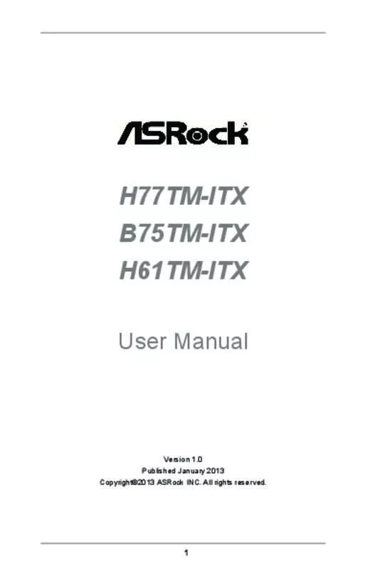 Mode d'emploi ASROCK H77TM-ITX