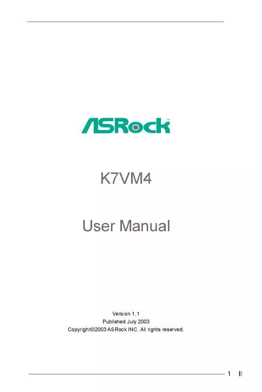 Mode d'emploi ASROCK K7VM4