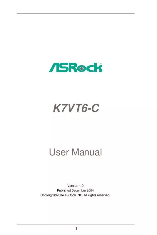 Mode d'emploi ASROCK K7VT6-C