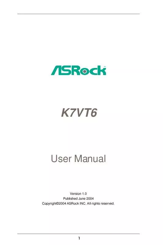 Mode d'emploi ASROCK K7VT6