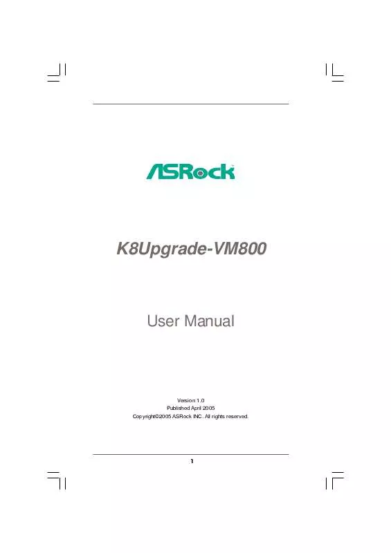 Mode d'emploi ASROCK K8UPGRADE-VM800