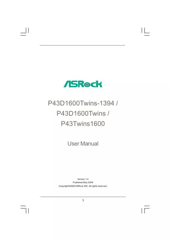 Mode d'emploi ASROCK P43D1600TWINS-1394