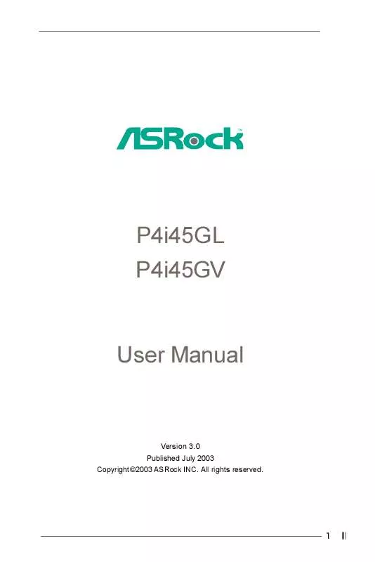Mode d'emploi ASROCK P4I45GL R3.0