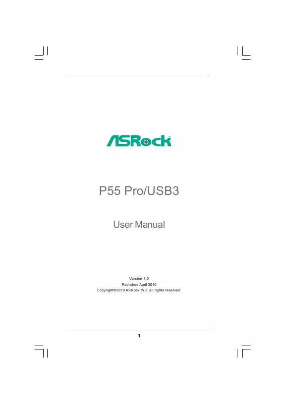 Mode d'emploi ASROCK P55 PRO/USB3