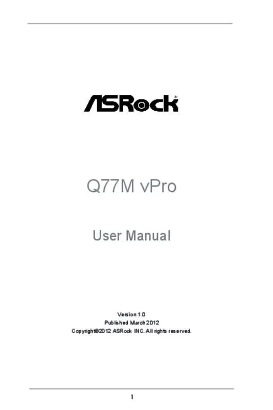 Mode d'emploi ASROCK Q77M VPRO