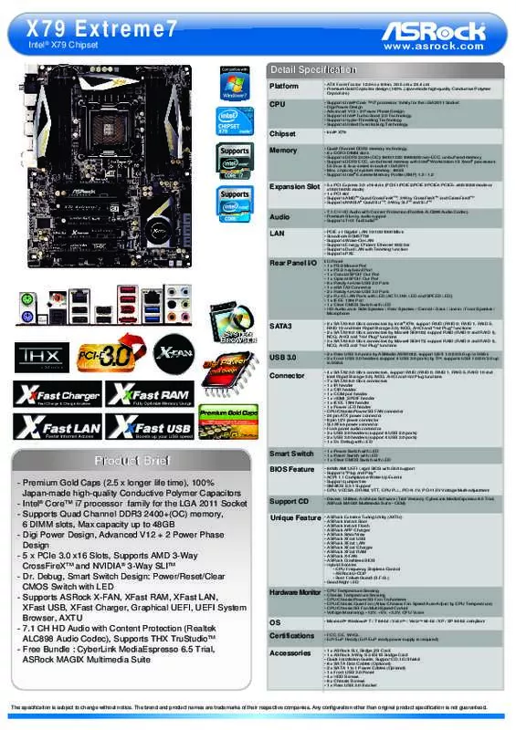 Mode d'emploi ASROCK X79 EXTREME7