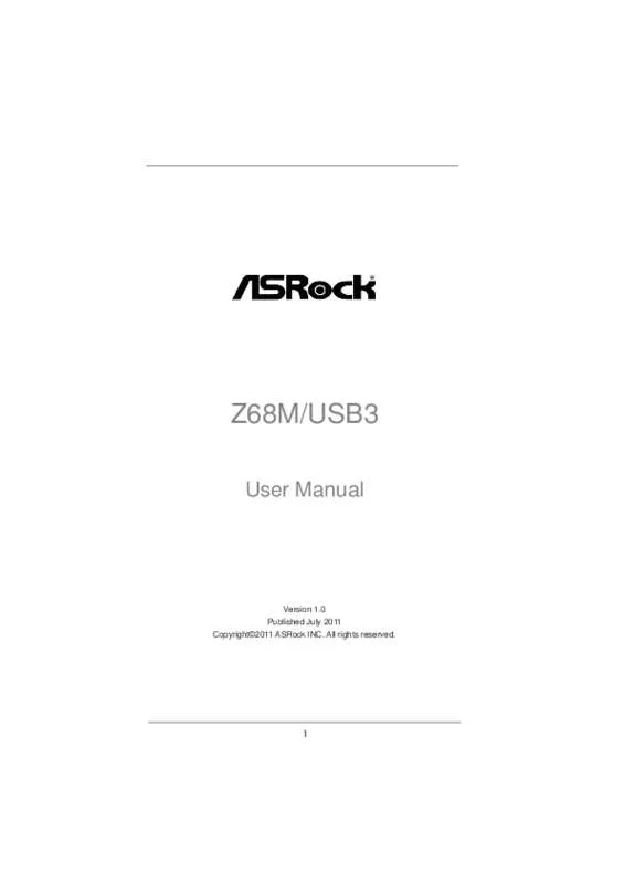Mode d'emploi ASROCK Z68MUSB3