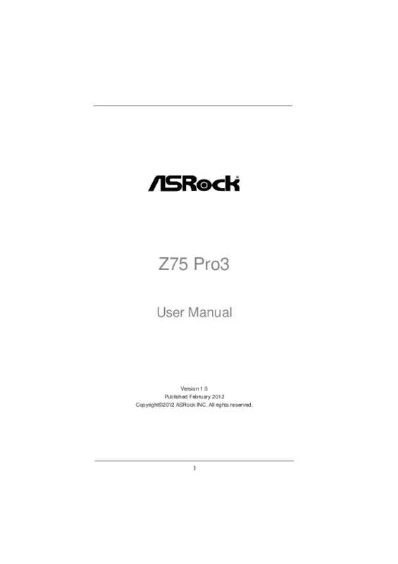 Mode d'emploi ASROCK Z75 PRO3