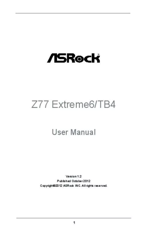 Mode d'emploi ASROCK Z77 EXTREME6TB4