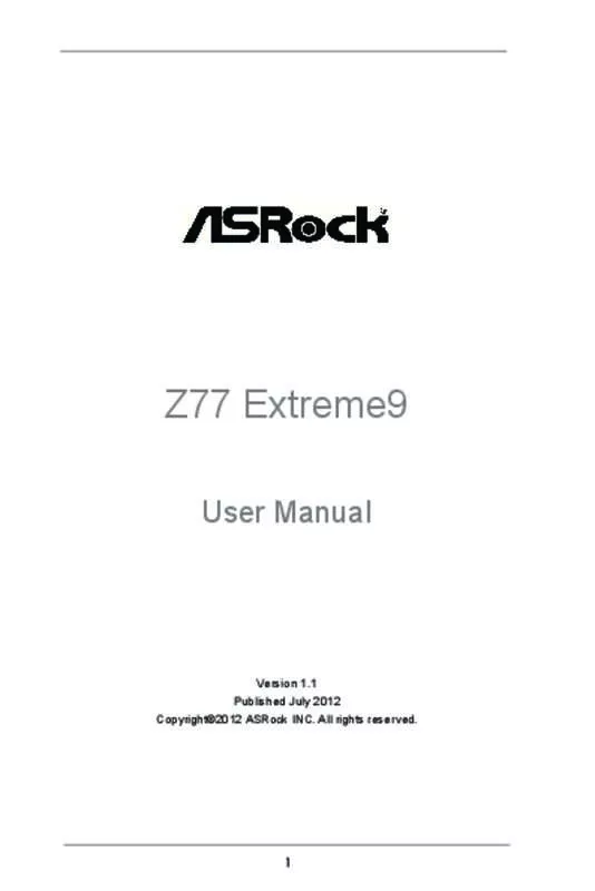 Mode d'emploi ASROCK Z77 EXTREME9
