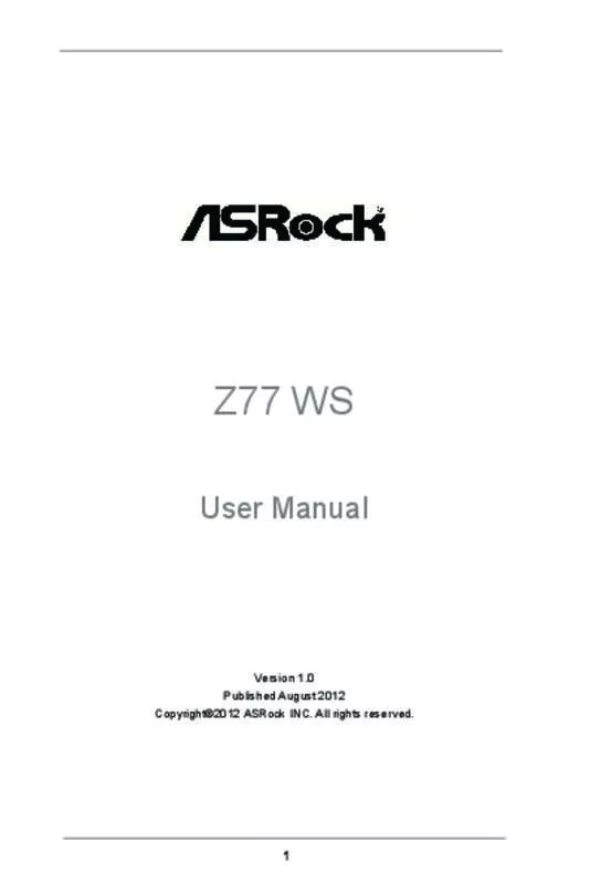 Mode d'emploi ASROCK Z77 WS