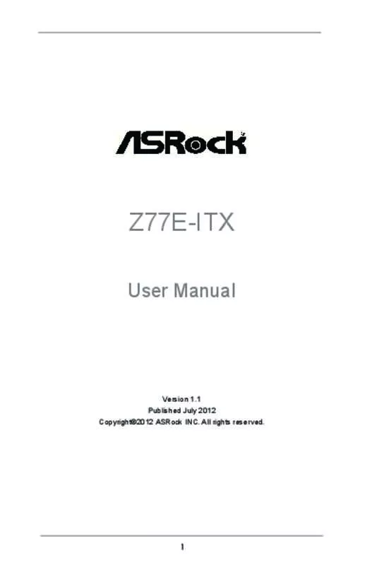 Mode d'emploi ASROCK Z77E-ITX