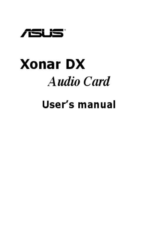 Mode d'emploi ASUS XONAR DX