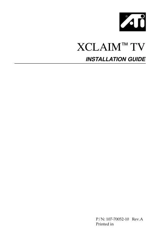 Mode d'emploi ATI XCLAIM TV