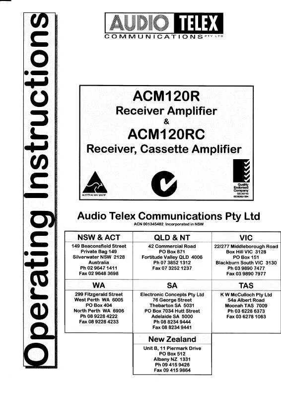 Mode d'emploi AUDIO TELEX ACM120R