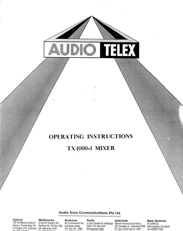 Mode d'emploi AUDIO TELEX TX4000-1