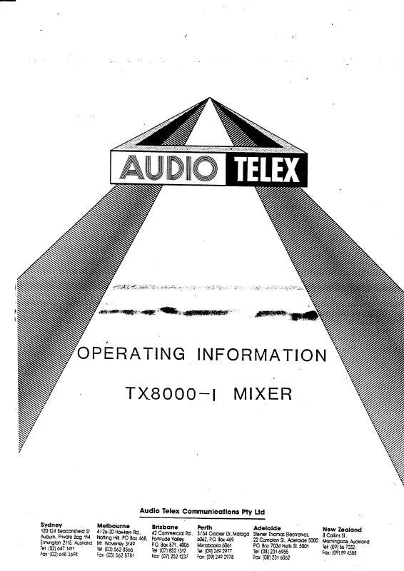Mode d'emploi AUDIO TELEX TX8000-1