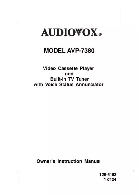Mode d'emploi AUDIOVOX AVP7380