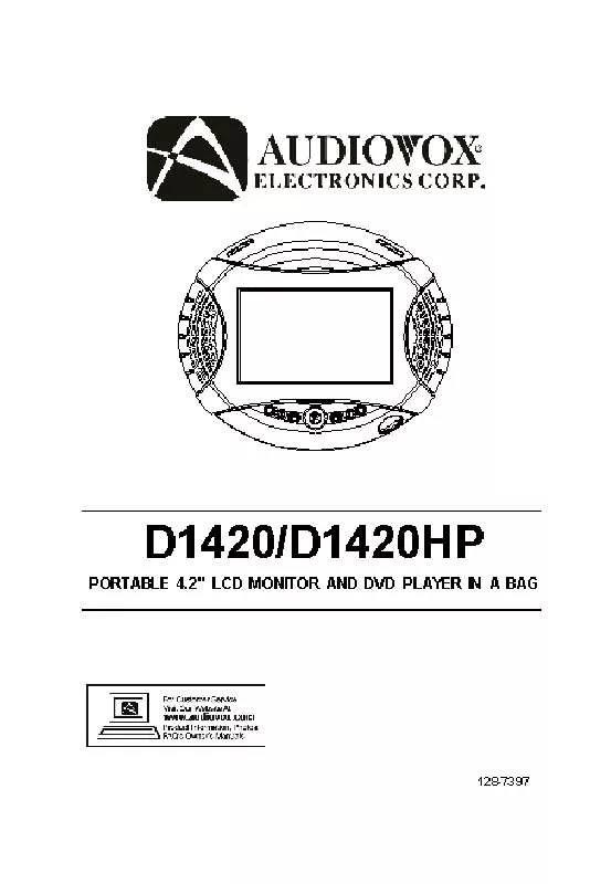 Mode d'emploi AUDIOVOX D1420