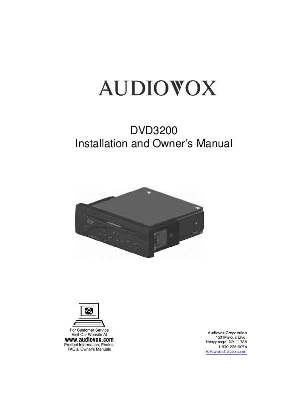 Mode d'emploi AUDIOVOX DVD3200