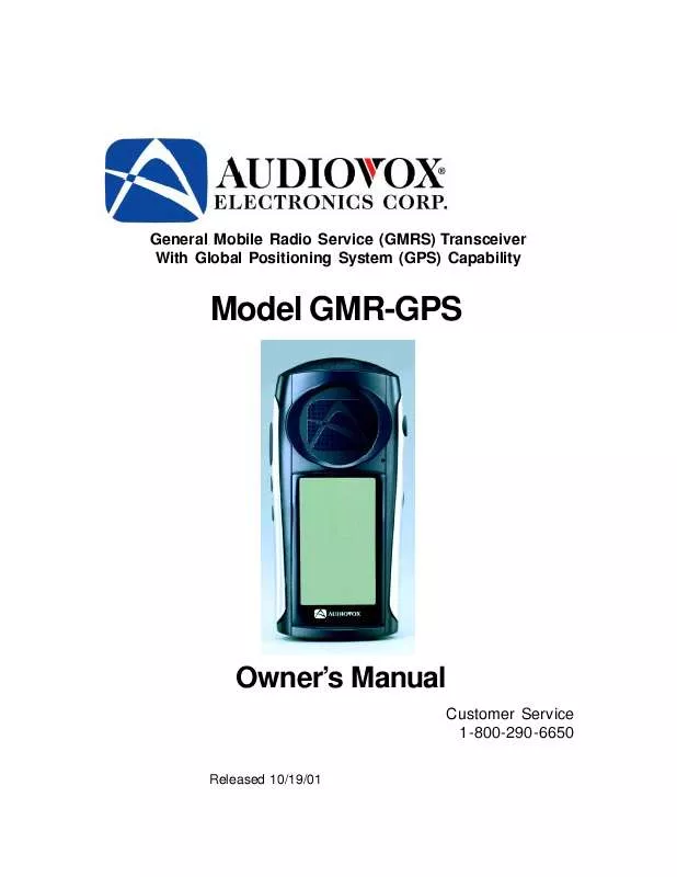 Mode d'emploi AUDIOVOX GMR-GPS