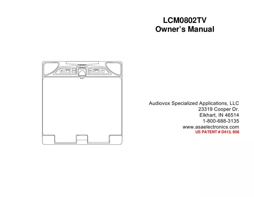 Mode d'emploi AUDIOVOX LCM0802TV