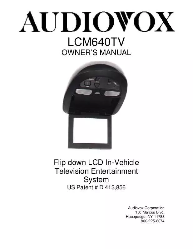 Mode d'emploi AUDIOVOX LCM640TV
