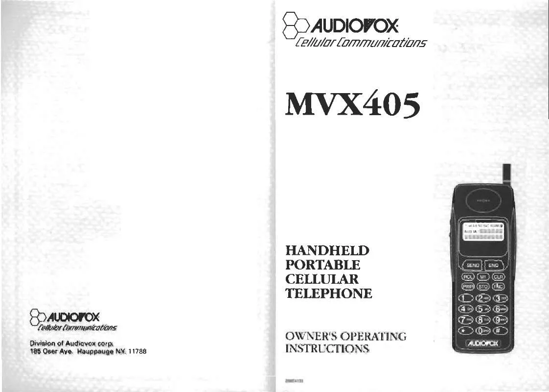 Mode d'emploi AUDIOVOX MVX405
