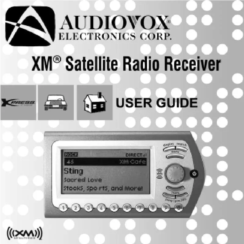 Mode d'emploi AUDIOVOX XMC-10A XPRESS XM SATELLITE RECEIVER