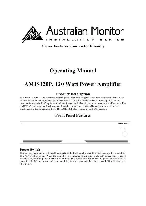 Mode d'emploi AUSTRALIAN MONITOR AMIS120P