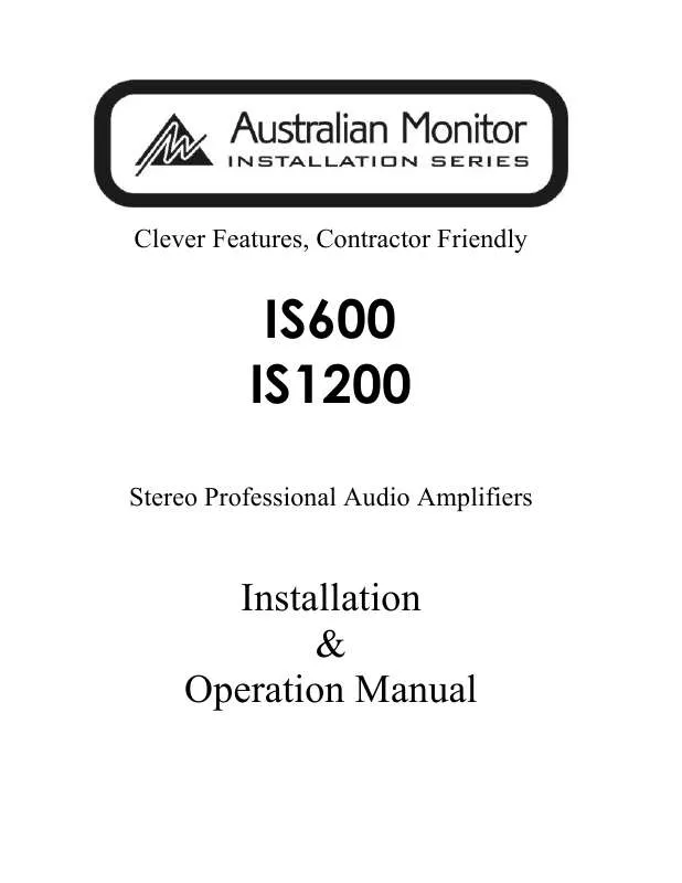 Mode d'emploi AUSTRALIAN MONITOR IS1200