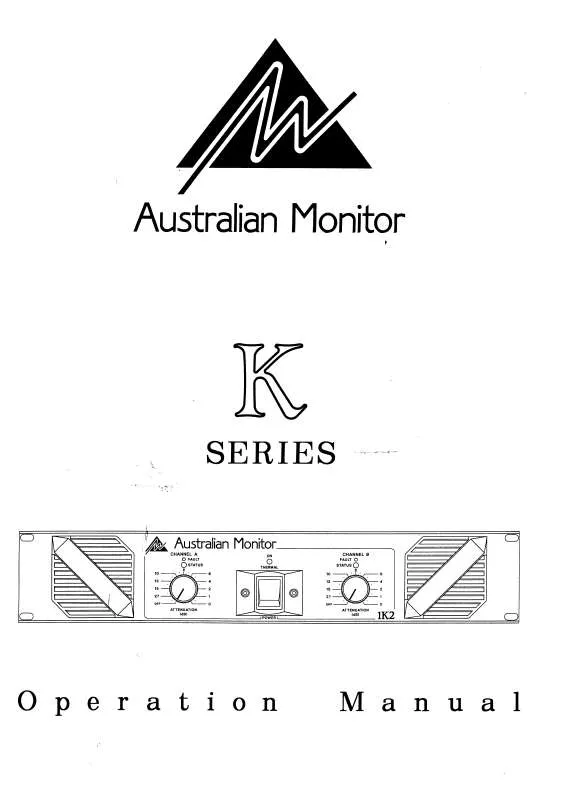 Mode d'emploi AUSTRALIAN MONITOR K SERIES