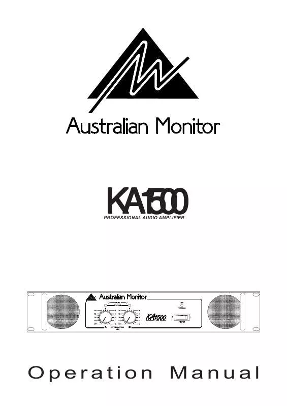 Mode d'emploi AUSTRALIAN MONITOR KA1500
