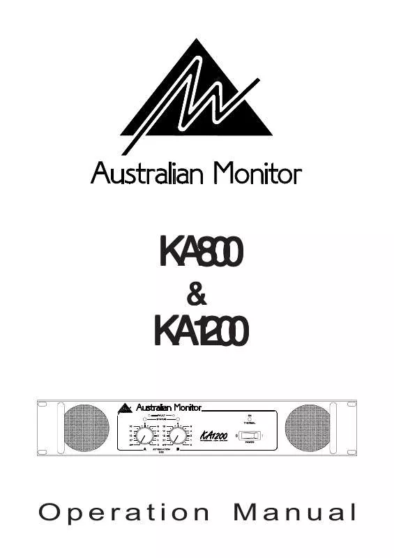 Mode d'emploi AUSTRALIAN MONITOR KA800