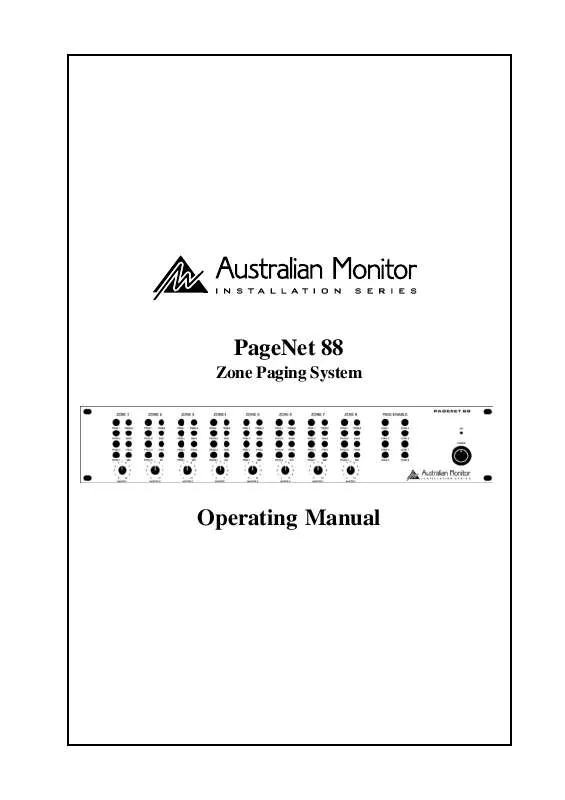 Mode d'emploi AUSTRALIAN MONITOR PAGENET 88