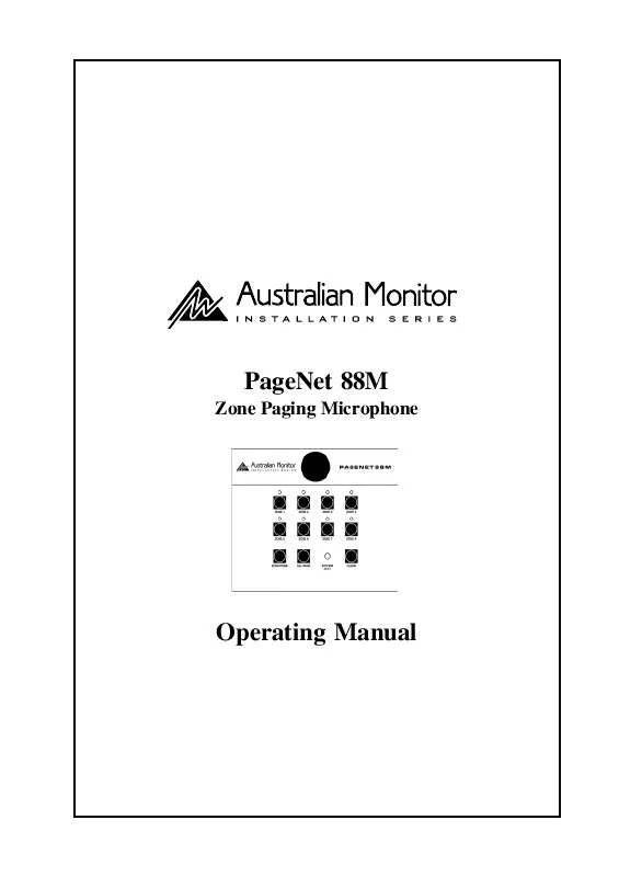 Mode d'emploi AUSTRALIAN MONITOR PAGENET 88M