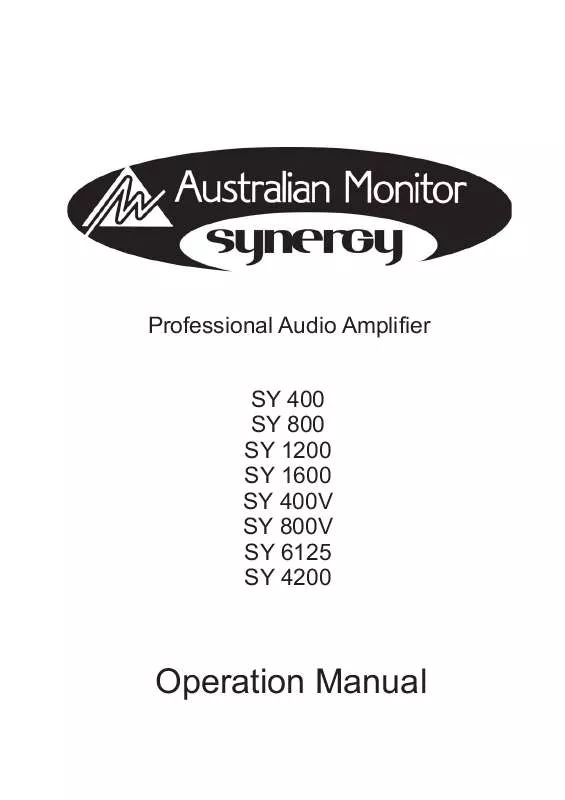 Mode d'emploi AUSTRALIAN MONITOR SY 1600