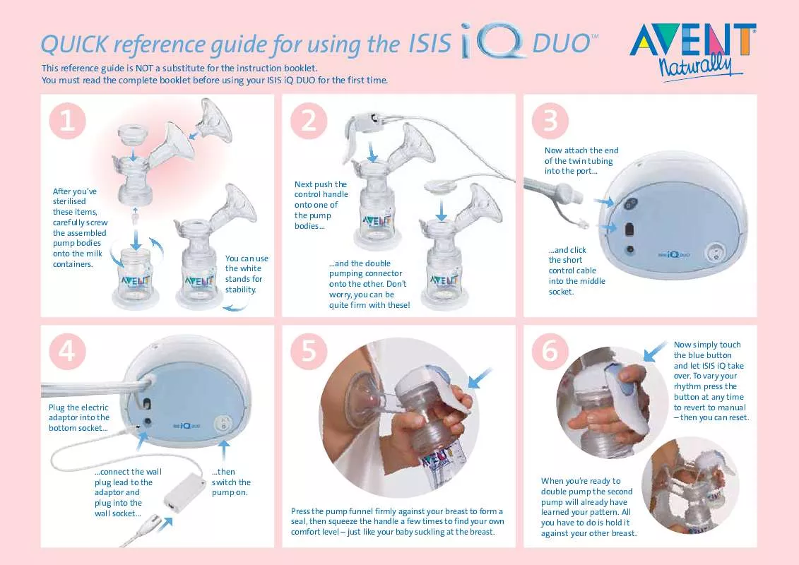 Mode d'emploi AVENT ISIS IQ DUO QUICK REFERENCE GUIDE