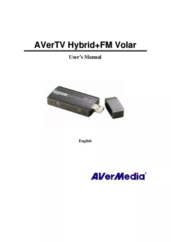 Mode d'emploi AVERMEDIA AVERTV HYBRID+FM VOLAR