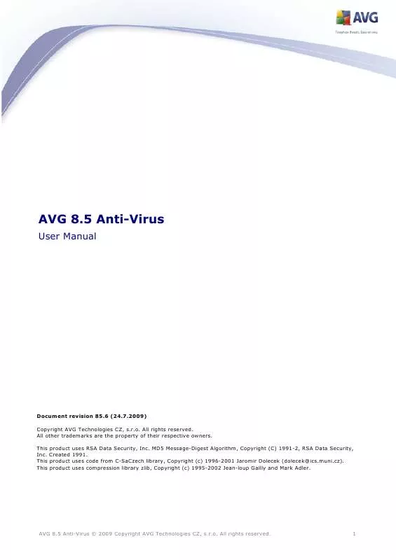 Mode d'emploi AVG ANTI-VIRUS 8.5