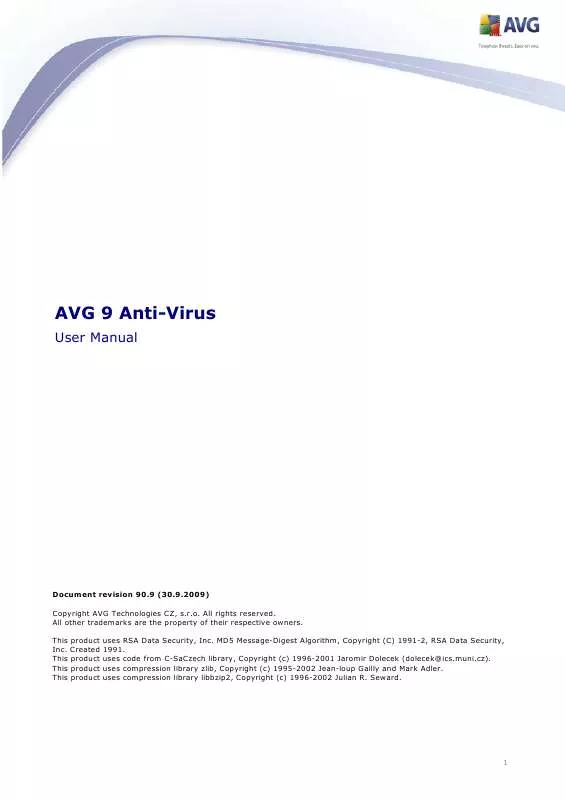 Mode d'emploi AVG ANTI-VIRUS 9