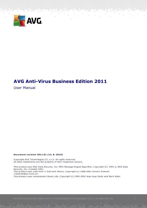Mode d'emploi AVG ANTI-VIRUS BUSINESS EDITION 2011