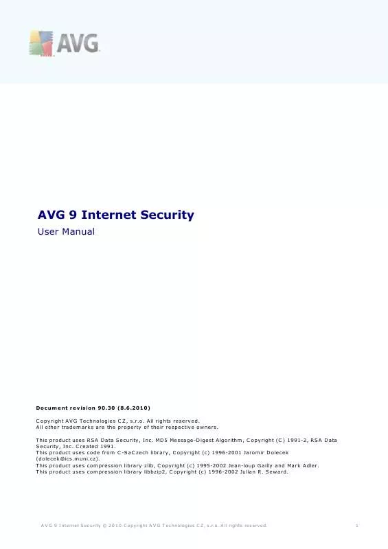 Mode d'emploi AVG AVG 9 INTERNET SECURITY