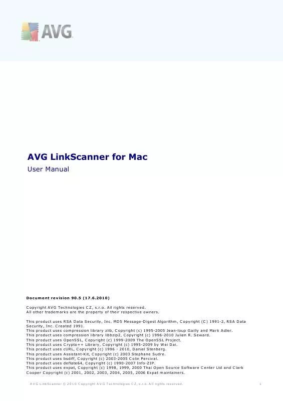 Mode d'emploi AVG AVG LINKSCANNER FOR MAC
