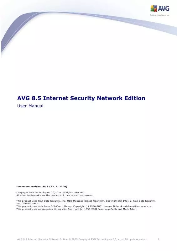Mode d'emploi AVG INTERNET SECURITY NETWORK EDITION 8.5