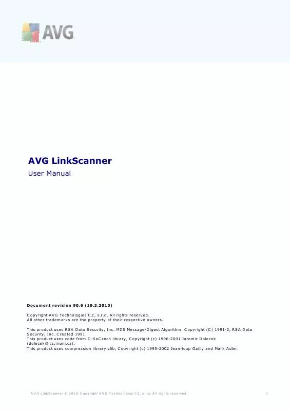 Mode d'emploi AVG LINKSCANNER FREE EDITION FOR PC