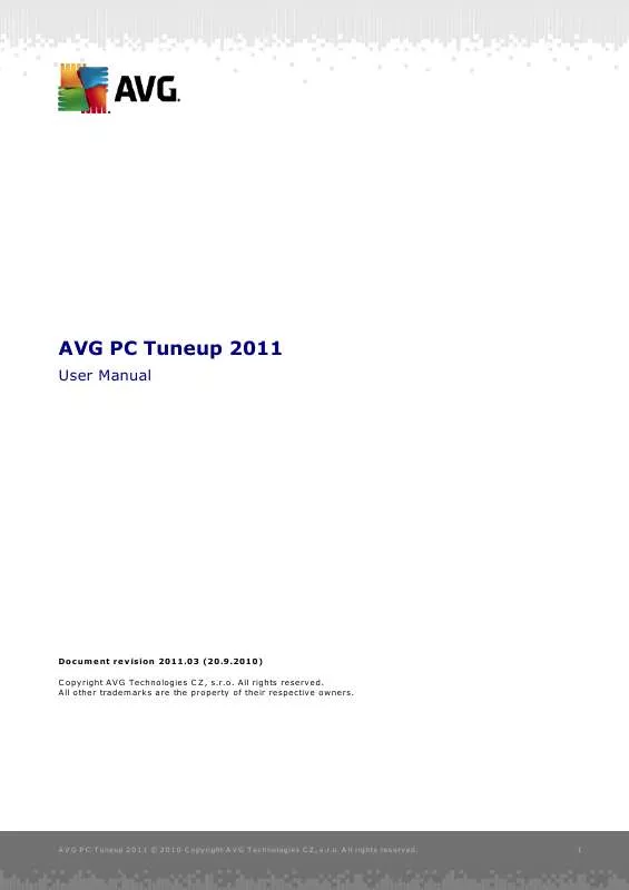 Mode d'emploi AVG PC TUNEUP 2011