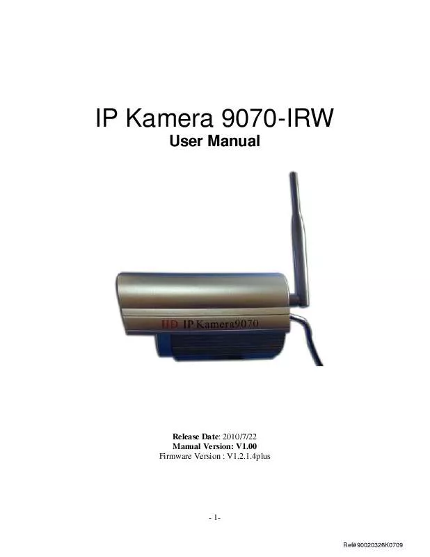 Mode d'emploi AVIOSYS IP KAMERA 9070-IRW