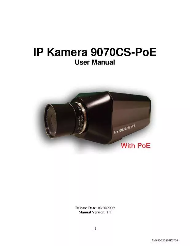 Mode d'emploi AVIOSYS IP KAMERA 9070CS-POE